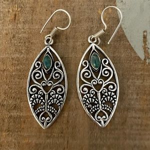 Green Botswana Agate Silver Earrings